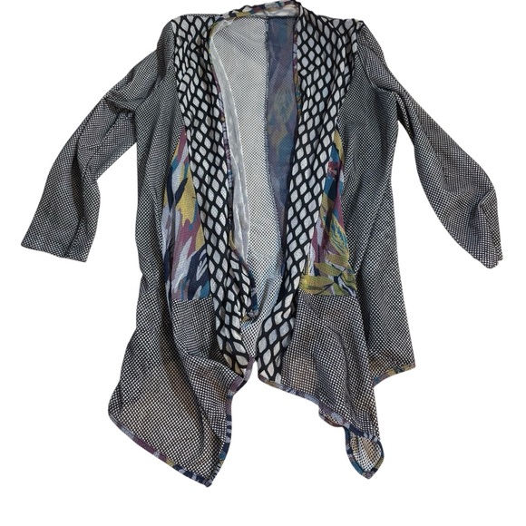 Handmade Boutique Boho Open Front Cardigan Geometric & Floral - Picture 3 of 3